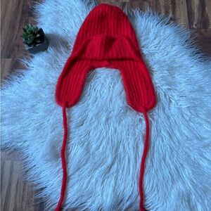 Free People Red Knit Beanie Hat